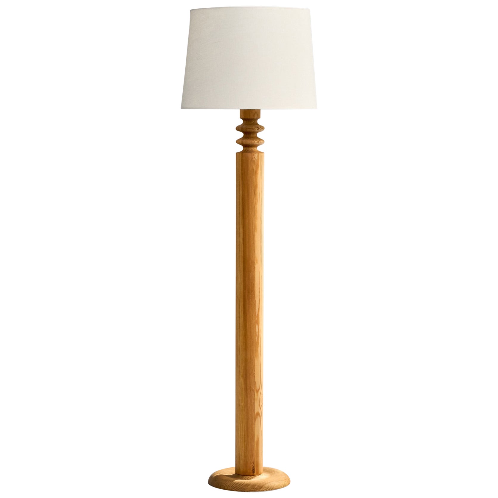Uno Kristiansson, Floor Lamp, Pine, Fabric, Sweden, 1970s