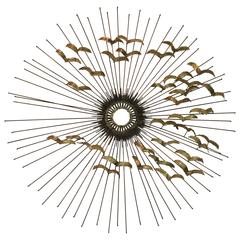 Curtis Jere Sunburst Wall Sculpture with Birds