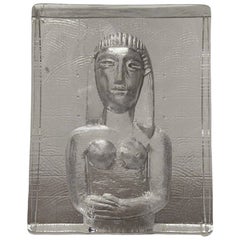 Vintage Swedish Glass Icon Series Maiden Sculpture by Bertil Vallien, 1970s