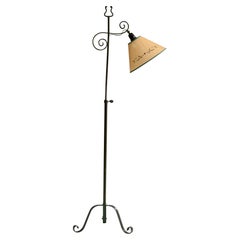 Schwedische Designerin, Stehlampe, Eisen, Pergament, Schweden, 1940er Jahre