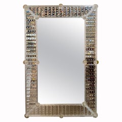 Modern Murano Etched Glass Mirror
