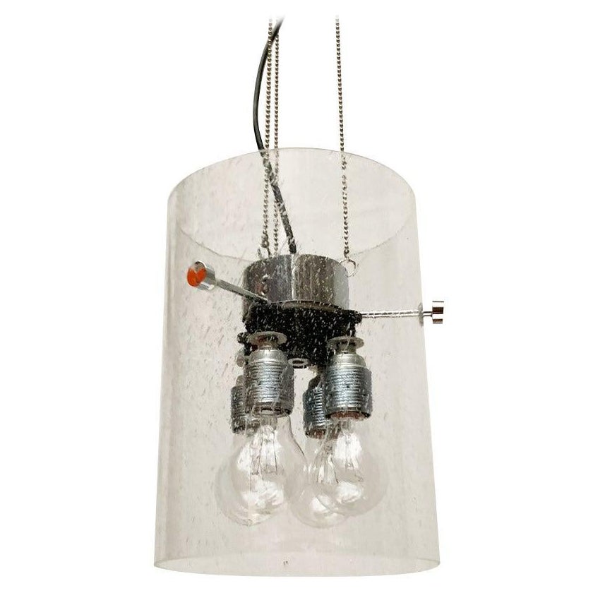 Mid-Century German Space Age Glass and Metal Pendant Lamp, 1960s
