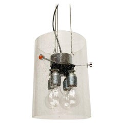 Mid-Century German Space Age Glass and Metal Pendant Lamp, 1960s