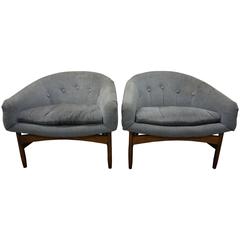 Lovely Pair of Lawrence Peabody Barrel Back Lounge Chairs Mid-Century Modern