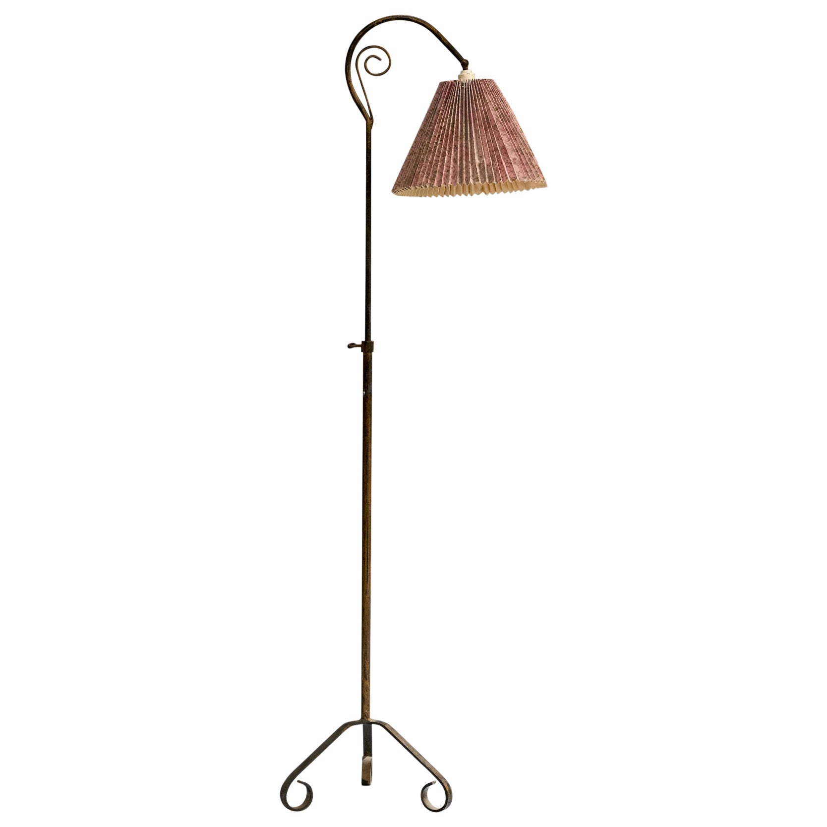 Danish Designer, Floor Lamp, Brass, Paper, Denmark, 1930s