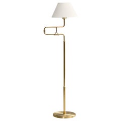 Armaturhantverk Tibro, Stehlampe, Messing, Stoff, Schweden, 1960er Jahre