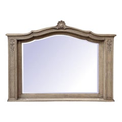 Antique Mirror de cheminée Louis XIV en chêne décapé