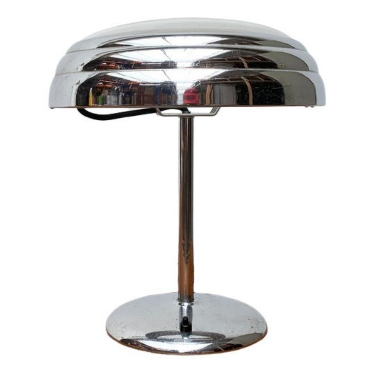 Art Deco Table Lamp in Chrome and Glass