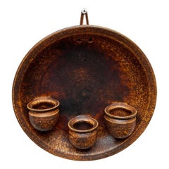 Mid-Century Danish Brutalist Studio Pottery Wall Candleholder , 1960s