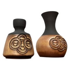 Juego de 2 jarrones daneses de mediados de siglo de Studio Pottery de Frank Keramik, años 60
