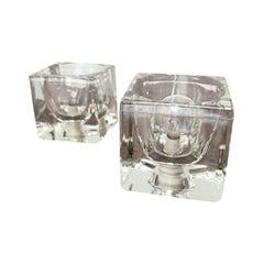 Set of 2 Vintage German Glass TA 14 Cube Table Lamps from Peill & Putzler, 70s