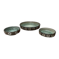 Juego de 3 cuencos de cerámica danesa de mediados de siglo Studio Pottery de Frank Keramik, años 60