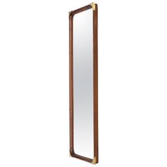 Rosewood Mirror with Brass Details Produced in Sweden 7