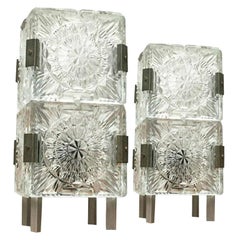 Vintage Set of 2 Mid-Century Czech Ussr Glass Table Lamps from Lustry Kamenický, 1960s