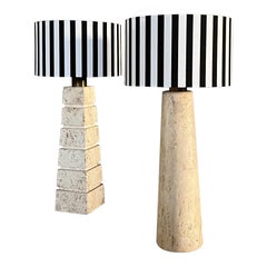 Conjunto de lámparas de mesa travertino
