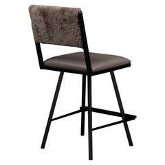 Silla de mostrador giratoria Shaker, de AMBROZIA, Piel y Roble Macchiato
