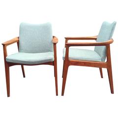 Rare Danish Vintage Teak Armchairs from France and Son by Sigvard Bernadotte