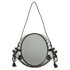 Art Deco Period Wrought Iron Mirror, 1930, Bevelled Mirror.