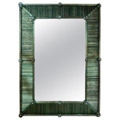 Specchio moderno in vetro di Murano Twist in Greene & Greene scuro