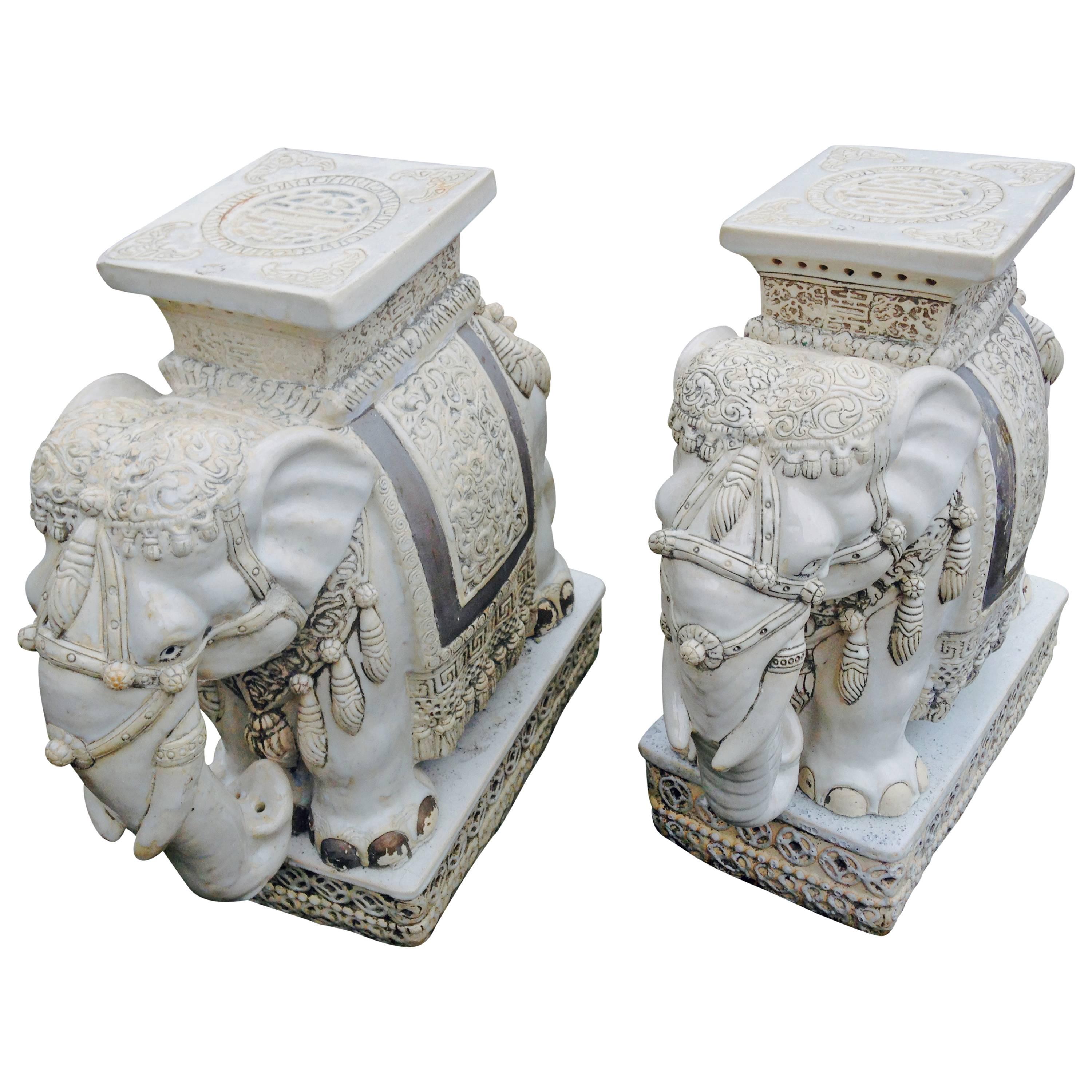 Monumental Elephant End Tables Antiques from Important Estate