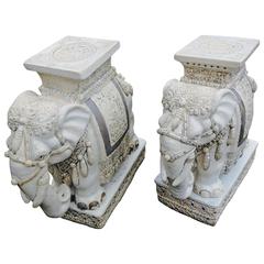 Vintage Monumental Elephant End Tables Antiques from Important Estate