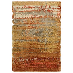 Rug & Kilim’s Modern Abstract Custom Rug Sample in Gold and Red Tones
