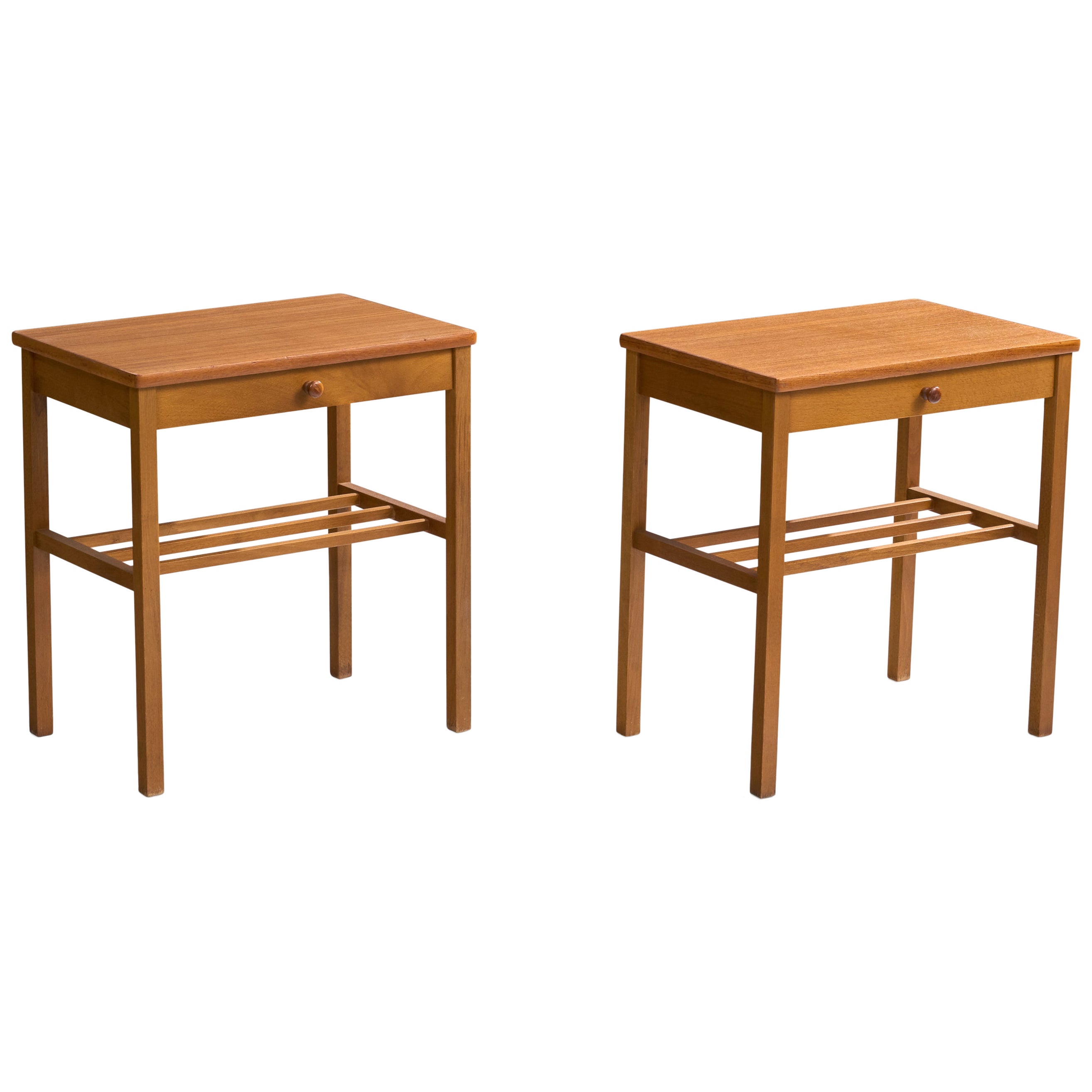 Swedish Designer, Nightstands, Teak, Sweden, 1950s