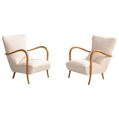 Diseñador italiano, Sillas de salón, Madera, Tela, Italia, Años 1950