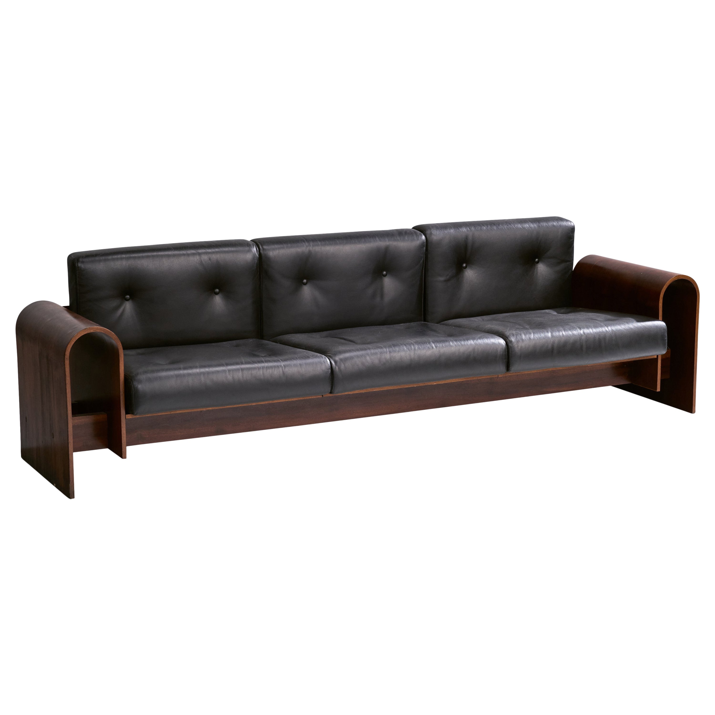 Oscar and Anna Maria Niemeyer, Sofa, Imbuia, Leather, Brazil, 1990