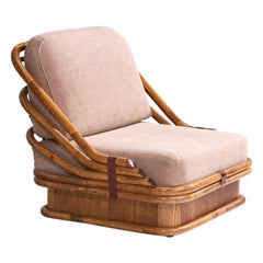 Vivai Del Sud, Slipper Chair, Bamboo, Rattan, Fabric, Italy, 1970s