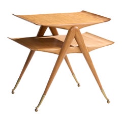 Tavolino di design italiano, Wood, Ottone, Italia, anni '50