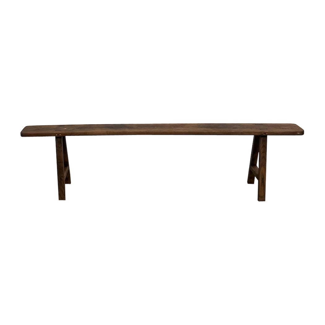 French antique solid oak bench