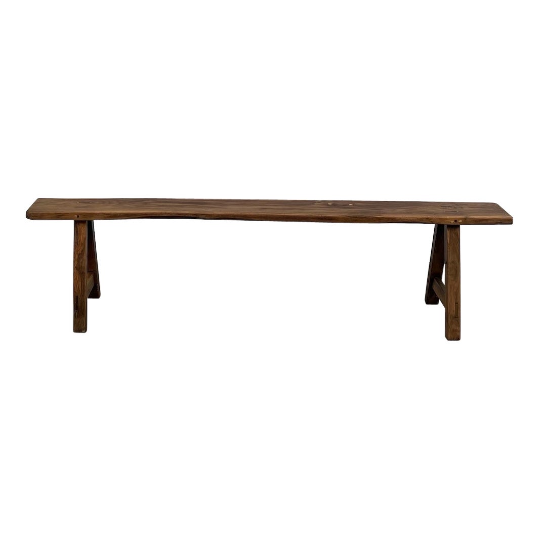French antique bench in solid walnut