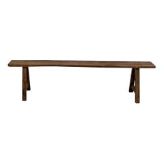 French antique bench in solid walnut