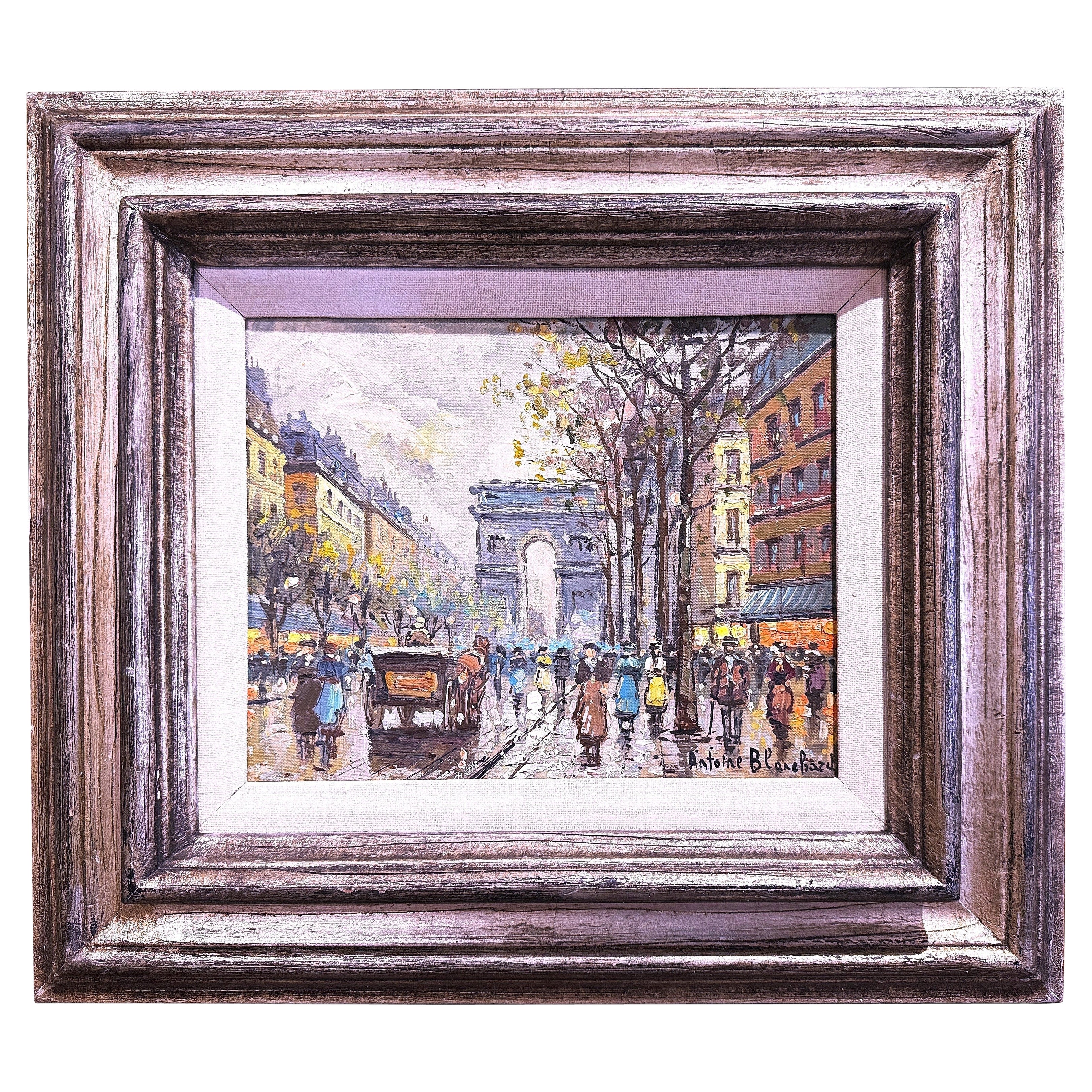 Pittura francese della metà del secolo, olio su tela, Parigi, firmata Antoine Blanchard