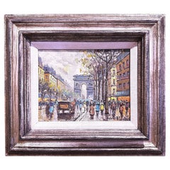 Huile sur toile française du milieu du siècle dernier, peinture de Paris signée Antoine Blanchard