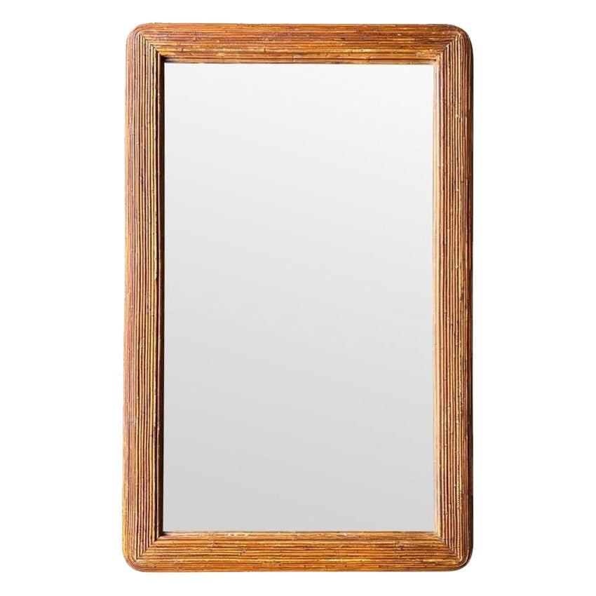 Grand miroir bambou des années 1970