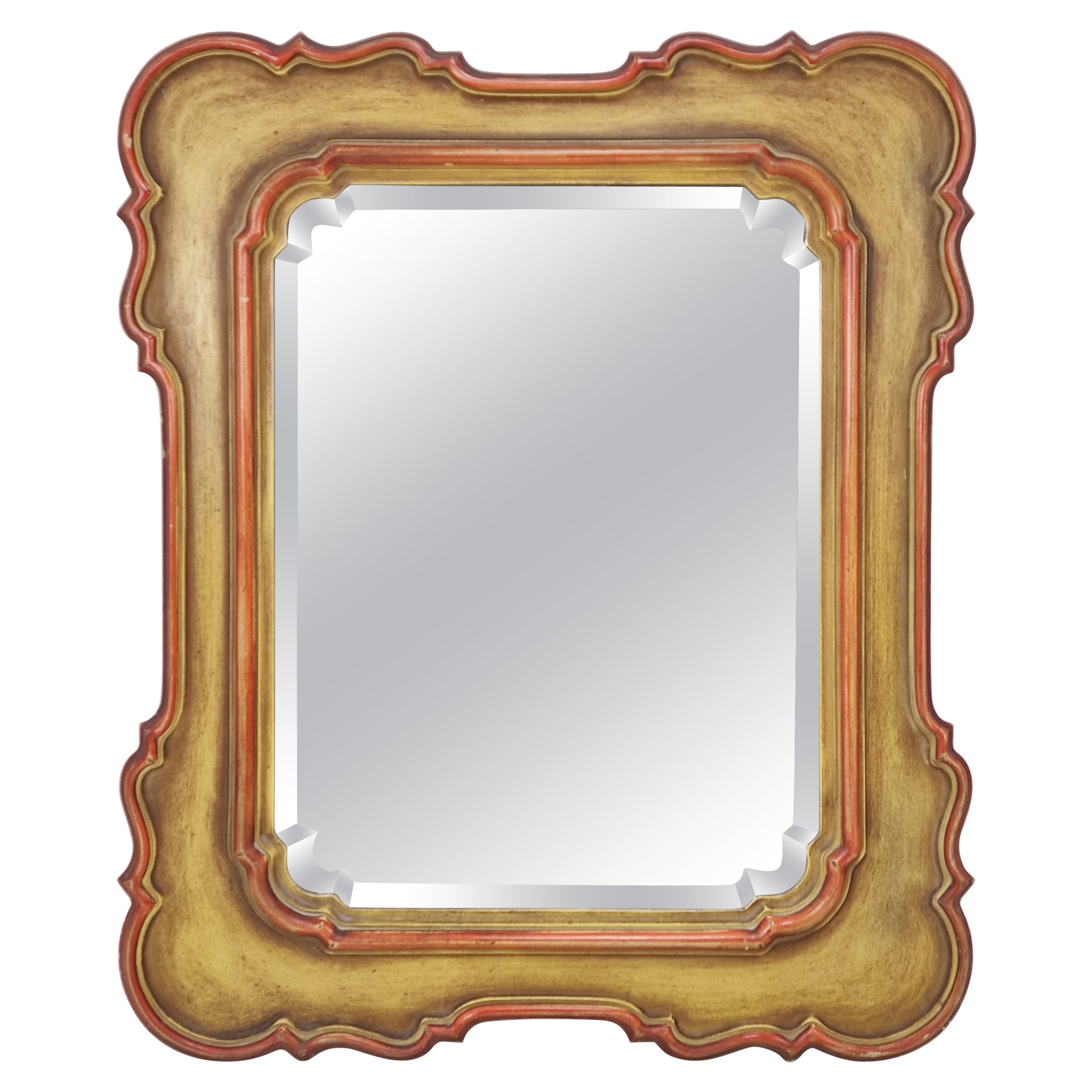 Italian Wall Mirror with Facet Cut Glass, 1900s