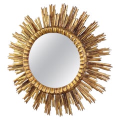 French Gilt Wood Sunburst Starbursst Mirror