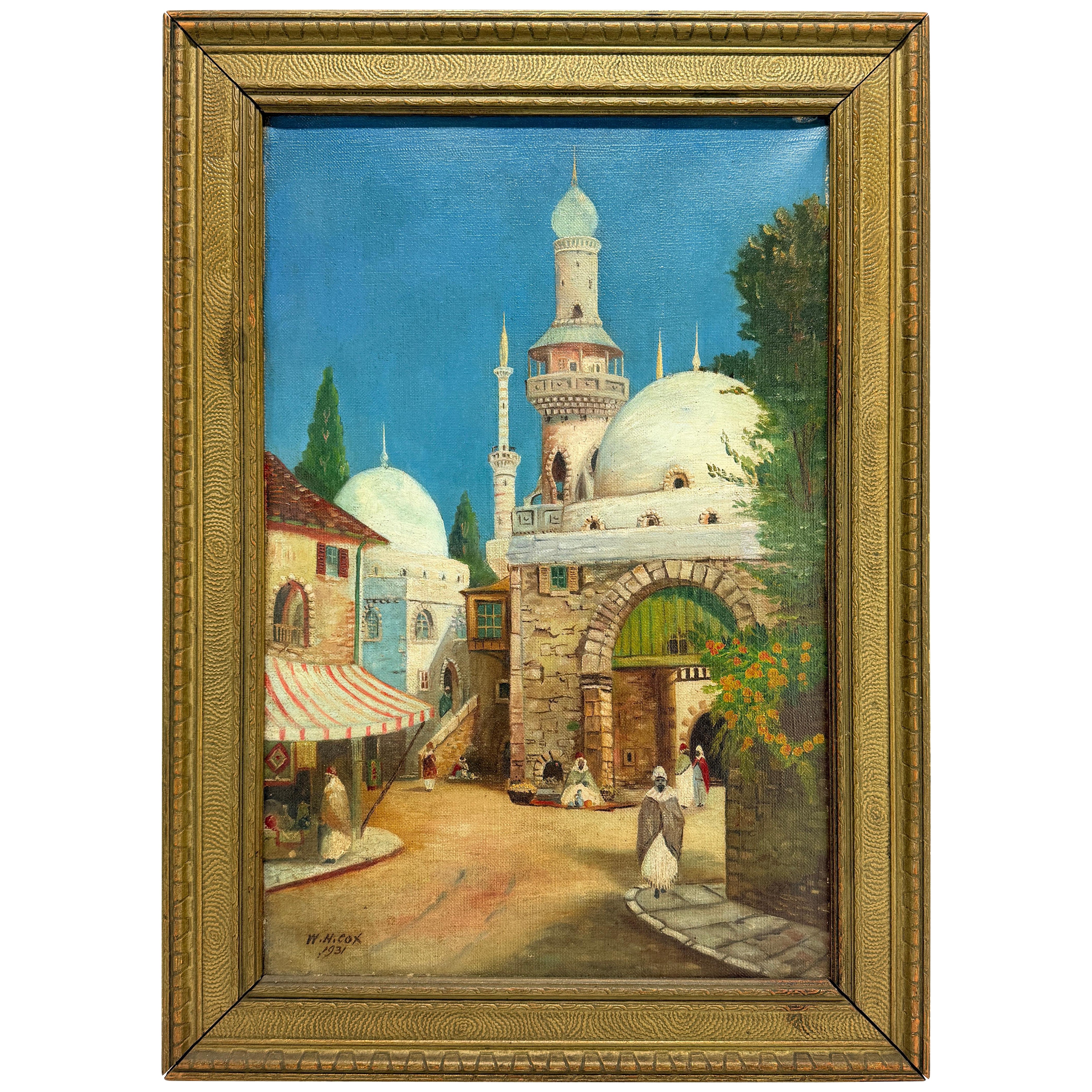 William Cox, paysage arabe, huile sur toile, vers 1931