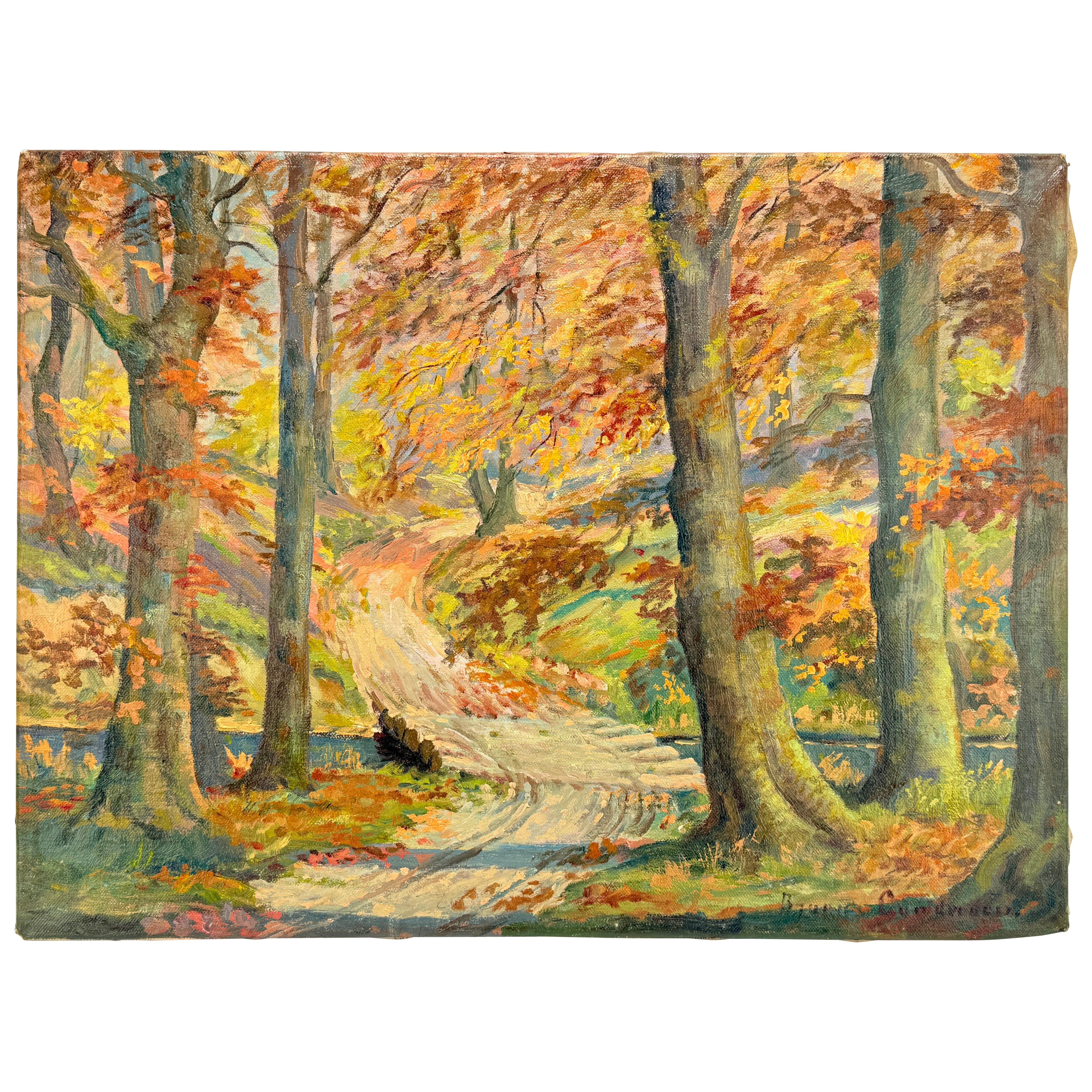 19th Century, "August Autumn Landscape" Oil on Canvas - Signed