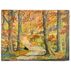 19th Century, "August Autumn Landscape" Oil on Canvas - Signed
