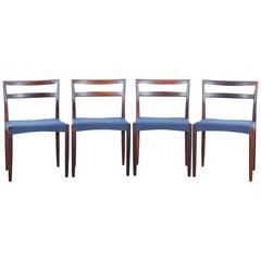 Mid-Century Modern scandinavian set of 4 dining chairs in Rio rosewood by Harry 