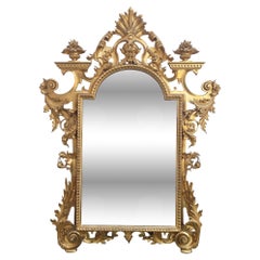 Large Gilded Wood Mirror, Tuscany, Mid-19th Century