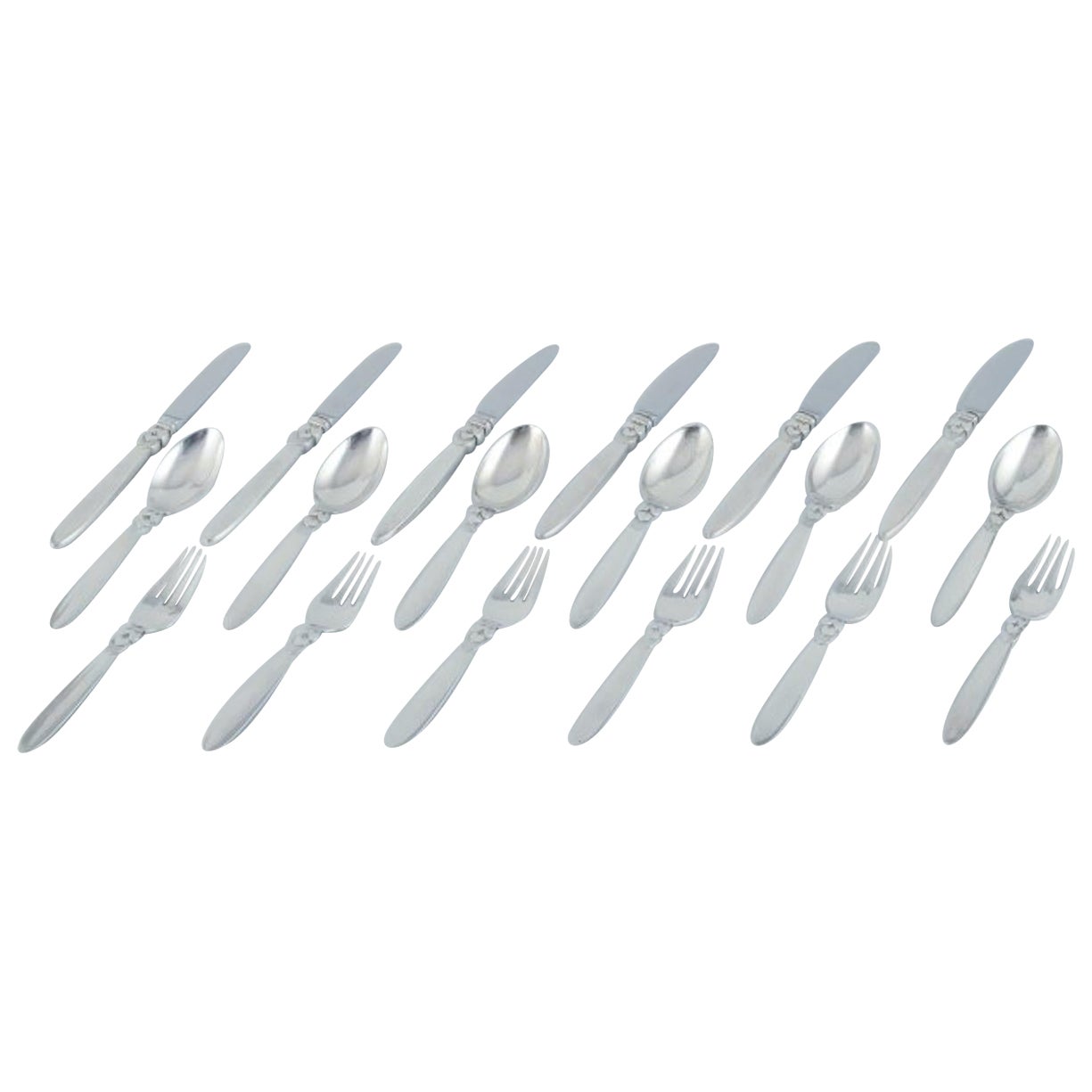 Cactus di Georg Jensen. Un set da pranzo per sei persone in argento sterling.