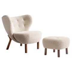 Little Petra & Pouf-Walnut & Kirkby Design Loop Oyster/09 tissu de Viggo Boesen