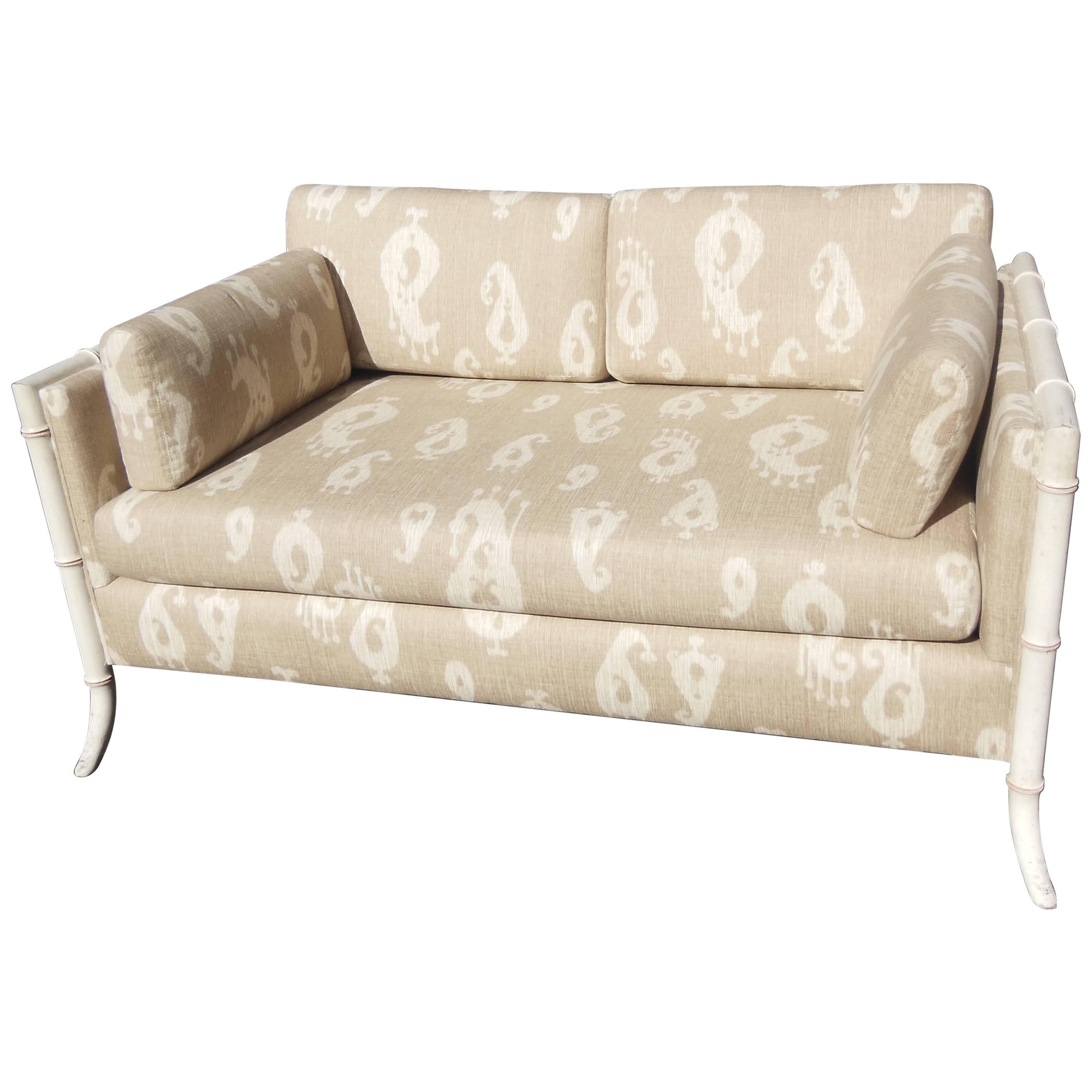 Vintage Faux Bamboo Settee For Sale