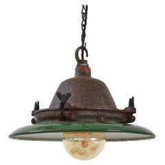 Antique Vintage Industrial Cast Enamel Pendant Kitchen Light