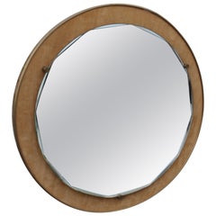 Specchio cesellato rotondo parti in ottone   Mid-century Santambrogio & De Berti