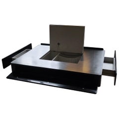 Black lacquered and steel bar coffee table by Vico Magistretti, 1960s